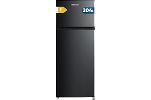 Cecotec Frigorífico Combi Compacto Bolero CoolMarket 2D 204 Black E, 204L, 143 cm de Alto, 55 cm de Ancho, Clase E, Silencioso, Iluminación LED, Compresor Inverter Plus, Tecnología Cíclica, Negro