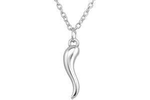 MY SHAPE Collana con ciondolo a forma di cornetto portafortuna, placcato in rodio, in stile minimal, protegge dalla sfortuna, gioiello alla moda