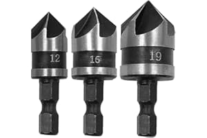 CEEYSEE 3 Pezzi Svasatore Conico in HSS Titanio Rivestito 90° Gradi 12 mm - 19 mm Punte Da Trapano Per Plastica, Pannelli in PVC, legno, ecc. (12 mm - 19 mm)