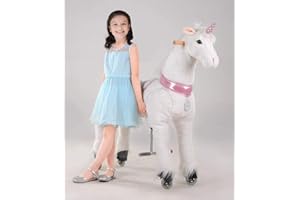 UFREE Action Pony, Large Mechanical Unicorn Toy, Ride on Bounce up and down and Move, Height 44'' for Children 6 Years Old to Adult (Unicorn with Pink Horn)