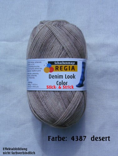 100 gr. Denim Look Color Fb. 4387 desert, 4-fädig, Regia, Brandneu, Sockenwolle, Strumpfwolle