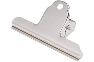 Coideal Pince à Dessin Bulldog Grand - 10 Pcs Pince à Charnière en Métal 100mm Grosse Pince a Bouledogue Inox pour Papier, Courrier, Carton, Bureau, Cuisine (Argent)