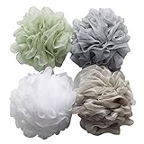 Tbestmax Bath Shower Sponge 4-Pack (60g/pcs) Pouf Loofahs Mesh Brush Shower Ball, Mesh Bath and Shower Sponge