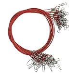 Prueba:45 kg. Cable de pesca de acero inoxidable de alta resistencia, guías con giros y cierres, 20 unidades, para hasta 45 kg., rojo