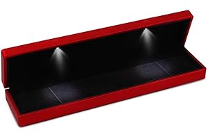 iSuperb Pudełko na naszyjnik ze światłem LED wisiorek bransoletka łańcuszek pudełko propozycja etui na biżuterię długi naszyjnik pudełka prezentowe na zaręczyny rocznicę walentynki (długi łańcuszek)