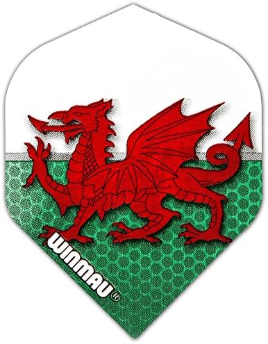 Winmau Welsh Flag Standard Dart Flights - 4 sets per pack (12 flights in total) &amp; Red Dragon Checkout Card