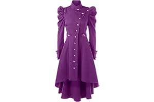 Shoplifemore Gothic Long Trench Coat Black Slim Asymmetric Lapel Collar Button Elegant Autumn Winter Vintage Goth Overcoat Outwears