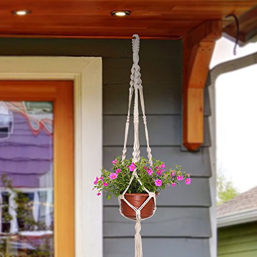 eBoot Pflanzenhänger Indoor Outdoor Baumwolle Seil Pflanzen Aufhänger Blumentopf Pflanzen Halter 41,3 Zoll, 4 Beine, 2 Stück - 3