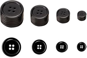 BBLY Black Buttons, 50pcs Mixed Black Button Set 15mm20mm25mm30mm Black Button Four Eyes, Round Black Buttons for Sewing or DIY Decoration