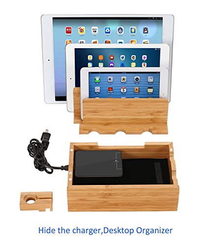 [Neue Stil] iCozzier Bambus Watch Ständer universal multifunktionelle Ladestation und Kabel Organizer Docking Station Ladestation für Apple- Watch, iPhone, iPad, MacBook Air, Samsung Note, Nexus, Samsung Tab, Smartphones, Tablets & Laptops - 3