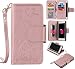 Produktbild iPhone SE/5S/5 Hülle,iPhone SE/5S/5 Lederhülle,Mo-Beauty® Mädchen Muster Prägung Ledertasche PU Leder Hülle [9 Kartenfächer] Flip Tasche Wallet Case Cover HandyHülle [Lanyard] Brieftasche mit Standfunktion Karteneinschub und Magnetverschluß Etui Lederhülle Leder Tasche Case Cover für Apple iPhone SE/5S/5 + 1 x Gehärtetem Glas Display Schutz (Rose gold)