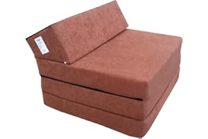 Natalia Spzoo materac fotel składany 200 x 70 x 10 cm na podłogę dostawka dla gości piankowy do auta ze zdejmowanym pokrowcem (Jasnobrązowy 1000)