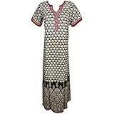 Indiatrendzs Women Cotton Nighty Embroidered White Sleepwear Nightgown (Chest 44)