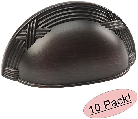 Cosmas 9461ORB Oil Rubbed Bronze Cabinet Hardware Bin Cup Drawer Handle Pull - 3" Hole Centers - 10 Pack