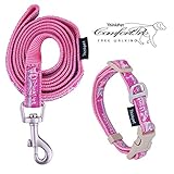 Halsband Leah Set für kleine Hunde - Geeignet für Hunde unter 3,5 kg; Leine: Länge: 120cm, Breite: 1cm; Kragen: Breite: 1cm, Halsumfang: 20-30cm