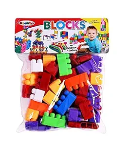 Little Crafts My First Builder Blocks Plastic Creative Learning Educational Blocks, Also Known as Learning Play Toy Set for Kids of + 3 Years (Multi) in Transparent Bag with Instructions Sheet Inside
