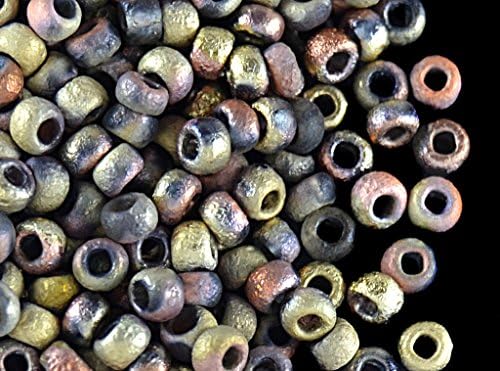10gr (approx. 520 pcs) 8/0 (2,8-3,2mm) Czech Round Seed Beads with the unique etched finish, Crystal Etched California Gold Rush Dark