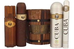ELEGANT QUEEN Cuba Coffret cadeau 5 pièces : 1 eau de toilette Cuba, déodorant (200 ml), 1 après-rasage Cuba (100 ml), (35 ml), 1 seau en bois.