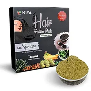 NIYA Spirulina Hair Protein Pack for smoothening and Growth treatment with Hibiscus, 100gm