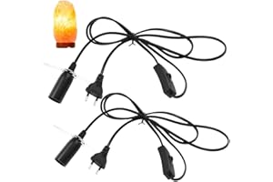 JTgugu 2 Stück Kabel mit Schalter für Salzlampe Lampenfassung E14 mit 1,8M Kabel Schalter und Eurostecker für Salzlampe Lsolierung Salzleuchte Kabel Salz Lampefassung - Schwarz