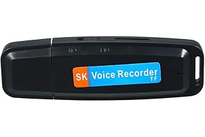 Entweg Mini Grabadora de voz USB, Mini Grabadora de voz USB portátil Grabadora de disco en U recargable Soporte de almacenamiento de grabación con un solo botón Tarjeta de 1-32G TF