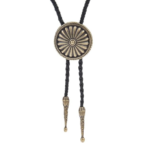 Western Bolo-Krawatte Für Herren – Lederkordel Mit Blütenblatt-Anhänger, Verstellbar, 100 Cm