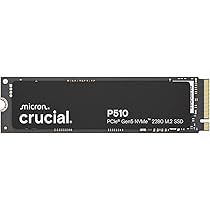 Crucial P510 2TB SSD NVMe M.2 PCIe 5.0 x4 Gen5, Read/Write Speeds