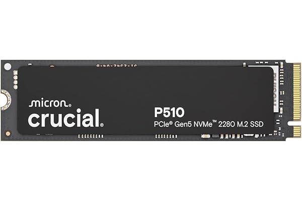 Crucial P510 SSD 1TB PCIe 5.0 x5 Gen5 NVMe M.2, Velocidades de lectura hasta 11.000 MB/s, escritura 9.500 MB/s, Ordenador Portátil y de Sobremesa, TLC NAND, Disco Duro Interno- CT1000P510SSD8-01