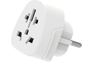 Adaptador de Viaje, Ewent Adaptador Enchufe de Mundo a Europa, Adaptador Enchufe UK/USA/AUS/CHN/Japon/Suiza/Mundo a Toma Schuko EU/España/Portugal/Italia/Alemania/Francia