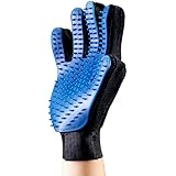 2-in-1 Pet Glove: Grooming Tool + Furniture Pet Hair Remover Mitt - For Cat &amp; Dog - Long &amp; Short Fur - Gentle Deshedding Brush - Rubber Tips for Massage - Soft Groomer Mitt - Your Pet Will Love (blue)