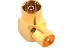 CABLEPELADO Adattatore antenna femmina a maschio | Adattatore coassiale IEC Femmina a coassiale IEC Maschio | Adattatore coassiale RF a gomito 90° | Adatto per TV Ariel BK LED 4K 3D UHD TV | 75 Ohm