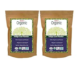 Radico 100% Organic Indigo Leaf Powder (Indigofera Tinctoria) Natural Black Dye/For Hair Care/Hair Color 100gm - Pack of 2