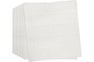 Camiraft 10 PCS 3D Brick Wallpaper, 13×15’’ DIY Self Adhesive Wall Tiles, Waterproof,Masonry Effect, Home Decoration, 3D Wall Panel,Suitable for Kitchen, Bathroom, Living Room