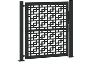 vidaXL garden gate - black steel - cross design - 105x105 cm - lockable - patio/fence entry