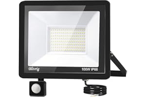 TOOBETTP Projecteur LED Avec Détecteur de Mouvement 100W Blanc Chaud, 10000LM Spot LED Extérieur 3500K Projecteur LED Eclairage Exterieur IP66 Imperméable pour Jardin Garage Patio Usines Stades