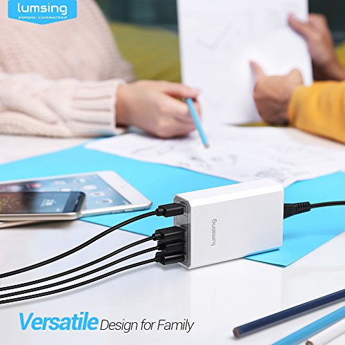 Lumsing Quick Charge 3.0 36W 4 Port USB Ladegerät Desktop Ladeadapter für Galaxy S7 / S6 / Edge / Plus, Note 5 / 4 und Smart Ports für iPhone 7 / 6s / Plus, iPad Pro / Air 2 / mini, LG, Nexus, HTC & mehr (Weiß) - 7