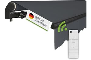 empasa Elektrische Gelenkarmmarkise 'Start Plus' Markise Sonnenmarkise Sonnenschutz, komplett vormontiert, Verschiedene Größen und Farben