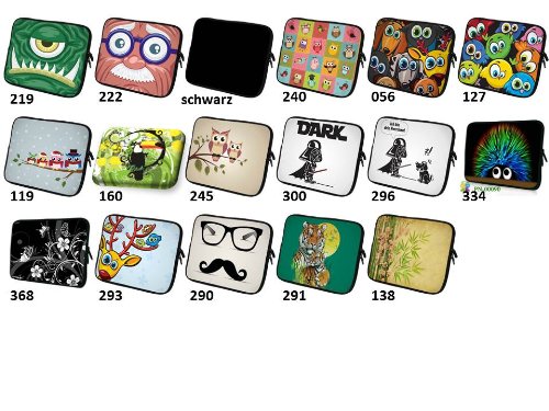 7 Zoll Tablet-PC ( z.B. Apple iPad Mini 2 3 4, Samsung Galaxy Tab 4 (7.0), Amazon Kindle Fire HD 7, Archos 80b Platinum / Helium, Huawei MediaPad X2, Lenovo IdeaTab 2 A7-10 / T1 7 ) Schutzhülle – sehr hochwertige & edel verarbeitete Tablettasche / Tablethülle aus wasserfesten Neopren mit eingenähter Doppelnaht, premium Reißverschluss und aufwendigen Designeraufdruck! Die Hülle eignet sich für Tablet-Computer diverser Hersteller bis 18,5×13,5cm ( zirka 7“ bis 7,9“) 127 - 3