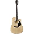 Fender SA-105CE, Electro Acoustic Guitar, Dreadnought Cutaway, Natural, Comes with Free Virtual Lessons