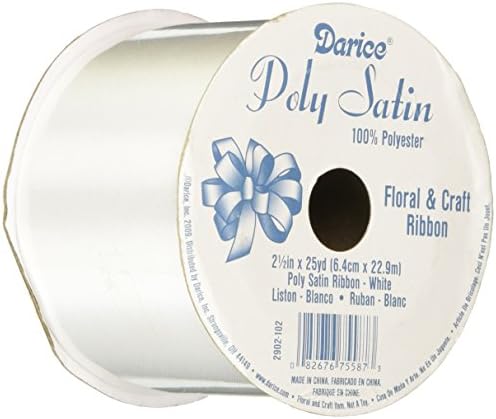 Poly Satin Ribbon Cut Edge White 2.5" x 25 Yd