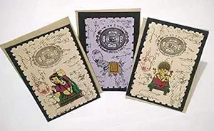 R Store Handmade Greeting Card (Size 5x7 inch) Set of 3 Contains 3 Designs (Ganesh, Hathi & Modern Art) 1 Piece of Each Design Print Handicraft Blank Greeting Card with Envelopes