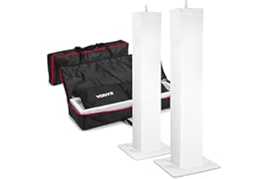 VONYX 2x DJ Plinths with Folding Baseplates, Adjustable Moving Head Podiums, DJ Light Stands, Lighting Podium Set, Lycra Covers Included, Speaker Mount for Events & Stages