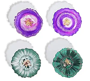 BRIGHTAIL INFRA Coaster Round 4 Pcs. (4 Inch) Silicone Epoxy Molds Agate for Casting with Resin, Concrete, Cement and Polymer Clay -Set of 4