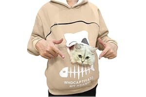 CENLANG Womens Pet Pouch Hoodies Dog Cat Holder Carrier Sweatshirt Big Kangaroo Pocket Pullover Long Sleeve Hoody Tops Hoodie