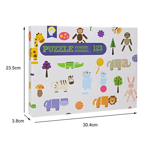 Wooden Jigsaw Puzzles 123 PCS Forest Animals Double Sided Magnetic Wooden Drawing Board with Gift Package for Children over 3 Years Old