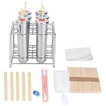 Edelstahl Stieleis Formen 6-tlg - Wiederverwendbar Mit Halterung & 100 Holzstäbchen