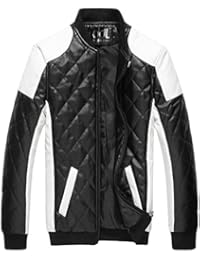 Chaqueta de Imitación Piel Manga Larga Cazadora Acolchada Chaquetas de Moto para Hombre
