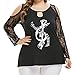Produktbild  JUSTSELL Pullover für Damen,Frauen Spitze Patchwork Pullover Music Note Print Shirt Lange Ärmel Oberteile Trägerlos Bluse Casual Tunika Pullover Tops