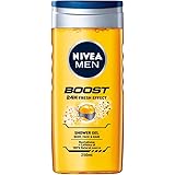NIVEA MEN Doccia Shampoo Boost 6 x 250 ml, docciaschiuma uomo rinfrescante per corpo, viso e capelli, Gel e shampoo uomo ener