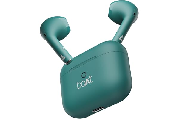 Boat Airdopes Joy, 35Hrs Battery, Fast Charge, IWP Tech, Low Latency, 2Mic ENx, Type-C Port, v5.3 Bluetooth Earbuds, TWS Ear Buds Wireless Earphones with mic(Dark Cyan)